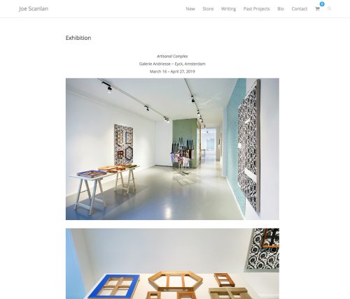 FuseLoft LLC - Joe Scanlan e-commerce website Exhibition page of Artisanal Complex art exhibition at Galerie Andriesse-Eyck in Amsterdam, The Netherlands
